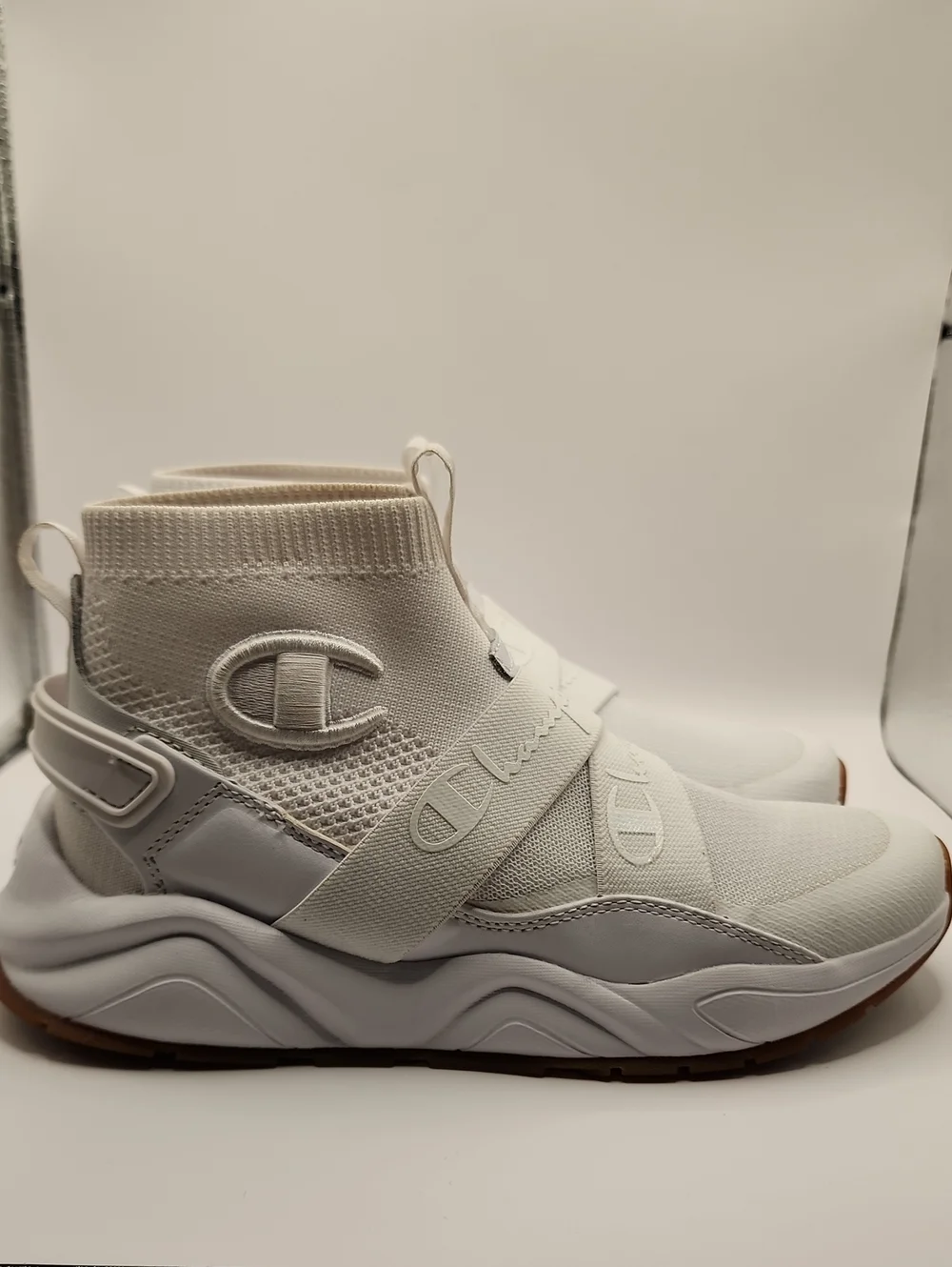 Womens Champion All-White High-Top Slip-On Sneakers
